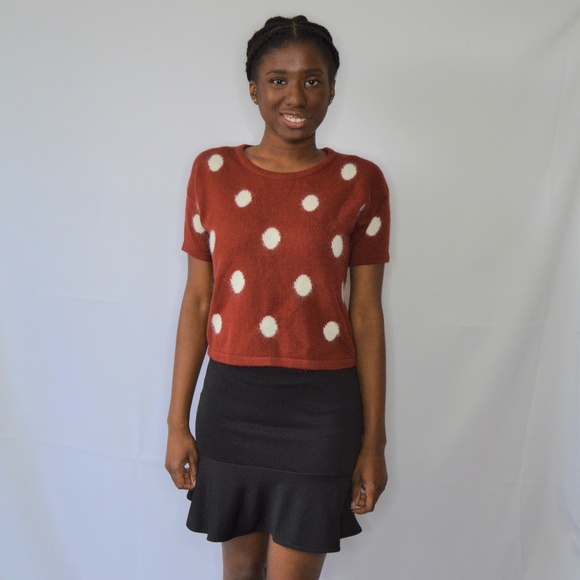 Forever 21 Sweaters - Forever 21 Polka Dot Short Sleeve Boxy Sweater